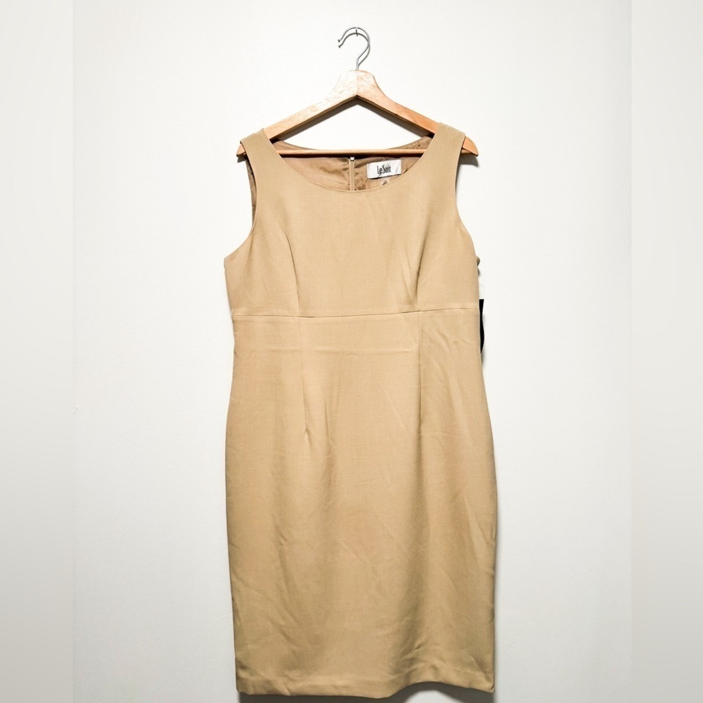 NWT Le Suit Sheath Dress | Open Front Jacket | 2 Piece Set | Size 14 plus | Tan - Picture 4 of 16